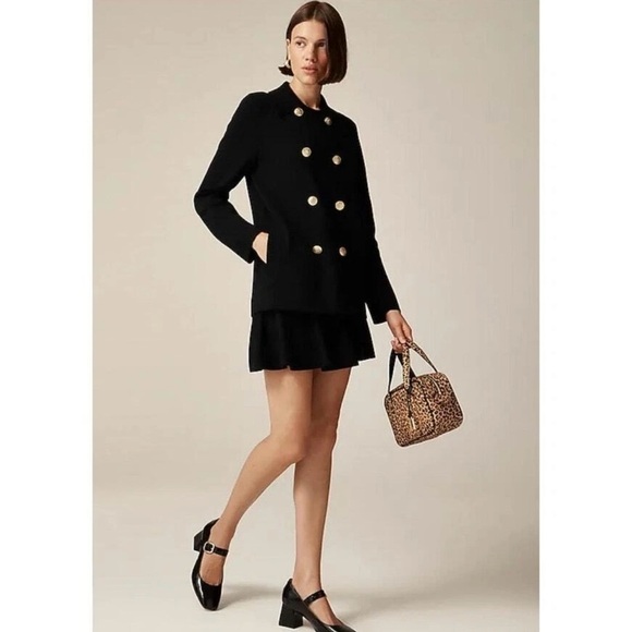 J Crew Navy blue Double-Breasted Coat with Gold Buttons Size M - Picture 1 of 12